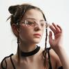 Rectangle Retro Glasses Transparent Frame Personalized Sunglasses Female Hip Hop Sunglasses Men