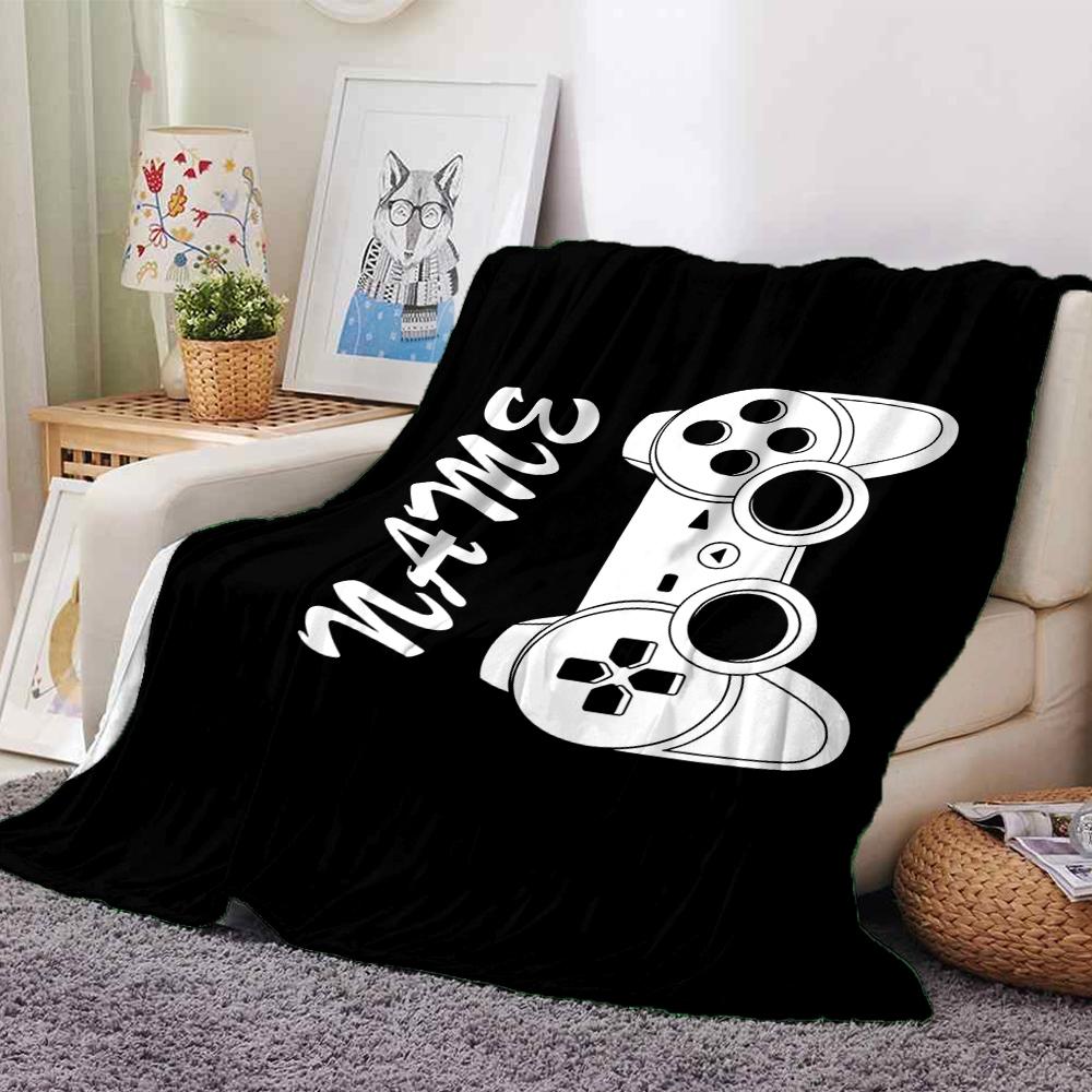 Custom Name Game Controller Theme Printed Blanket - Perfect for Couch, Bed, Travel & Outdoor Use | Machine Washable, Cozy & Durable.