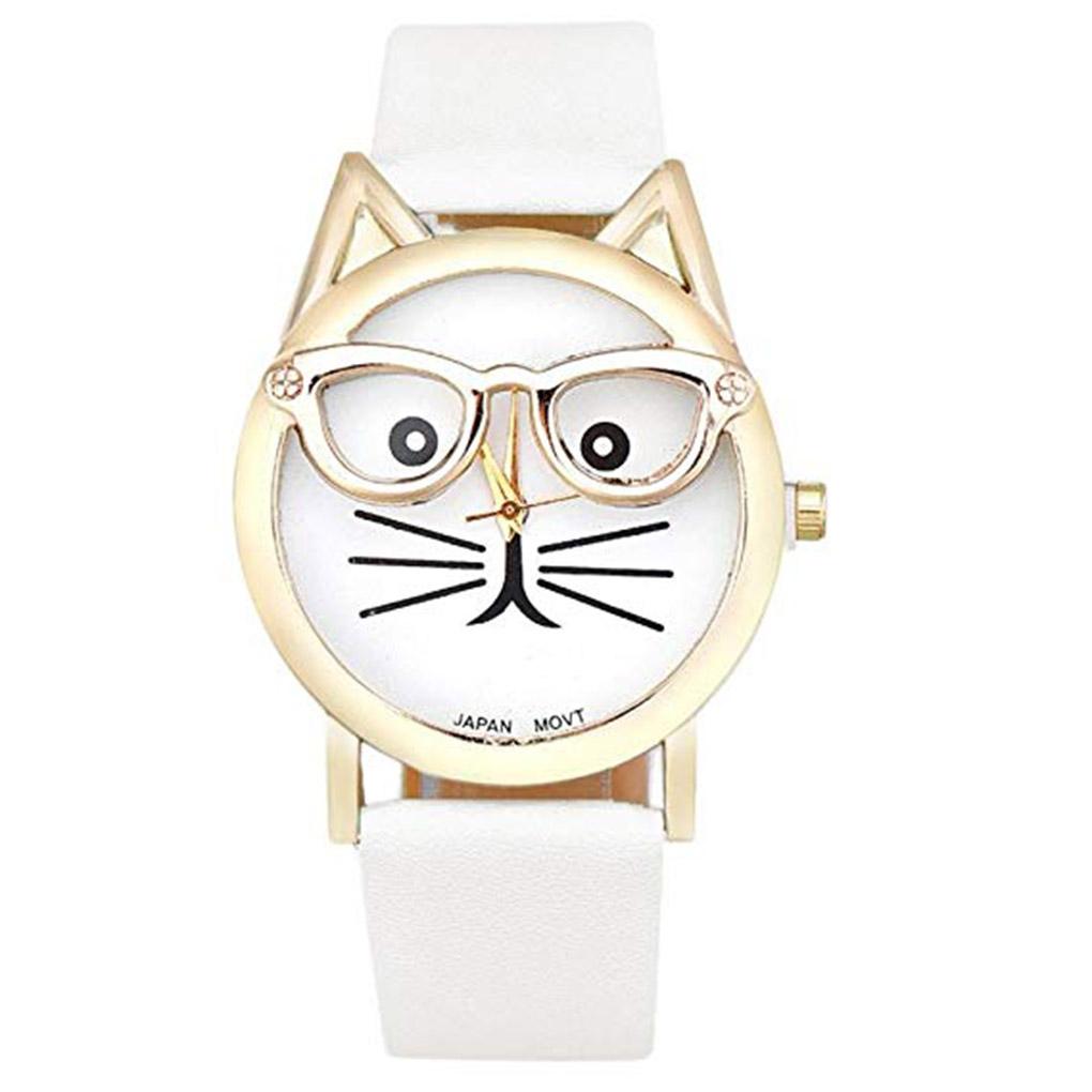 

Decoration Wrist Quartz Wristwatch Dial Analog Watch Women Girls Leather Adults Students Travel Animal Adjustable Strap белый
