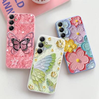 Fashion Flower Phone Case For iPhone 15 Samsung S25 Ultra A55 S24 FE A16 Xiaomi Redmi Note14 13 Pro 14C Huawei Honor 200 Realme Shockproof Matte Cover