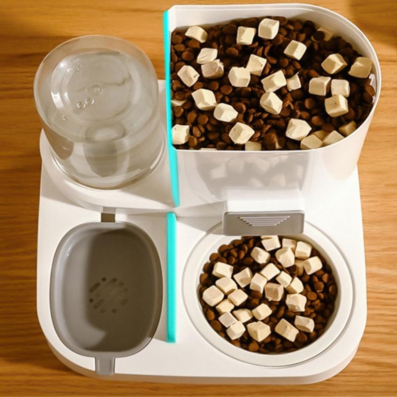 Cats Feeders and Water Dispenser 2 in 1 Pet Automatic Water Dispenser Pet Food Storage for Small Dog Puppy Cats