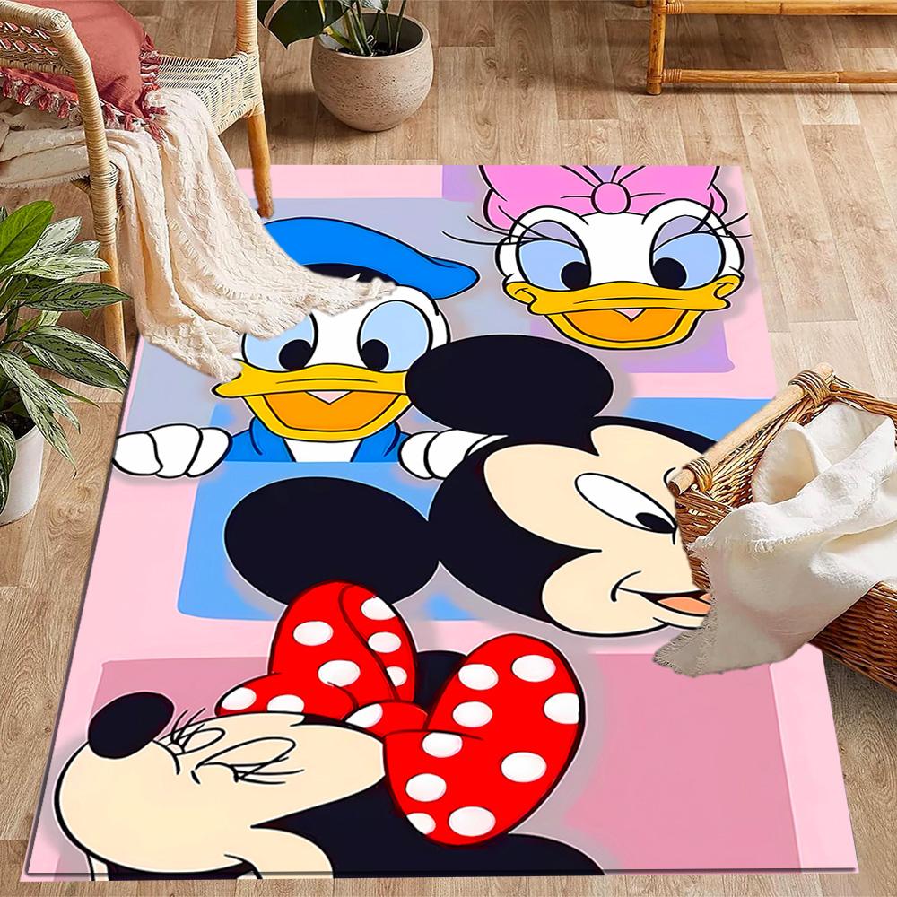 Classic Disney Characters Disney Cartoon Theme Anti-Slip Rug - Polyester, Home Decor, Suitable for Bedrooms, Living Rooms, Doorways, and Studios