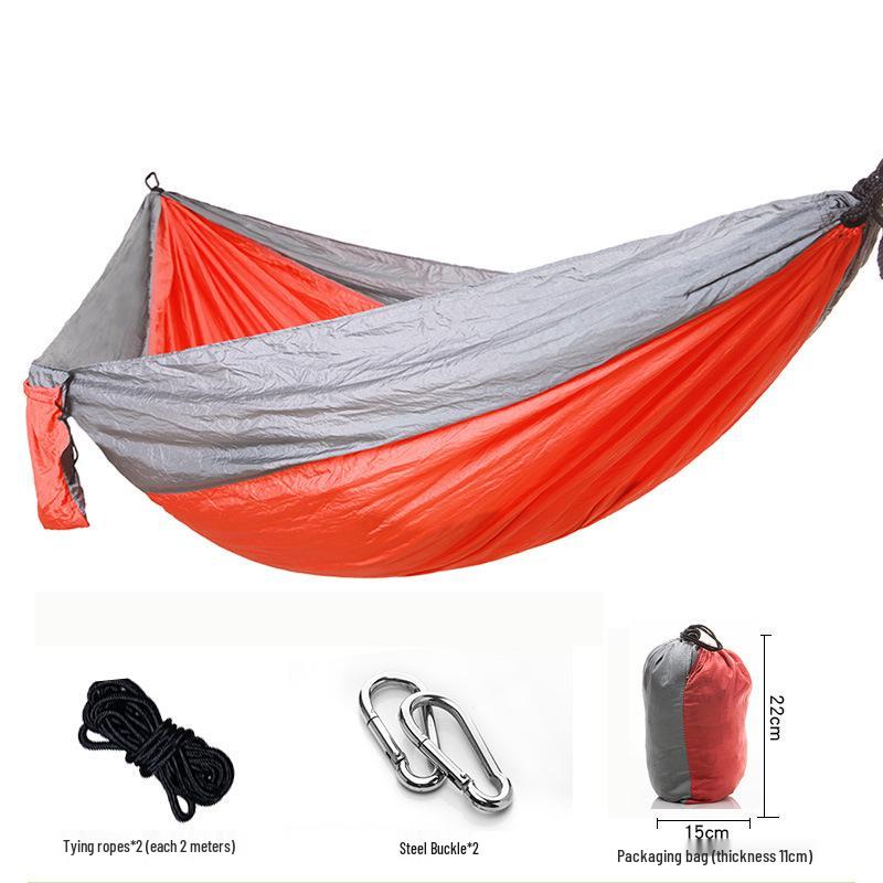 Ultralight 210T Nylon Color-Blocked Outdoor Hammock - Breathable & Double Strap Rope for Camping