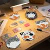 DIY Cat Shape Diamond Painting Coaster Set Handmade Craft Kit Round Resin Base Mosaic Kit for Home Decoration and Gift