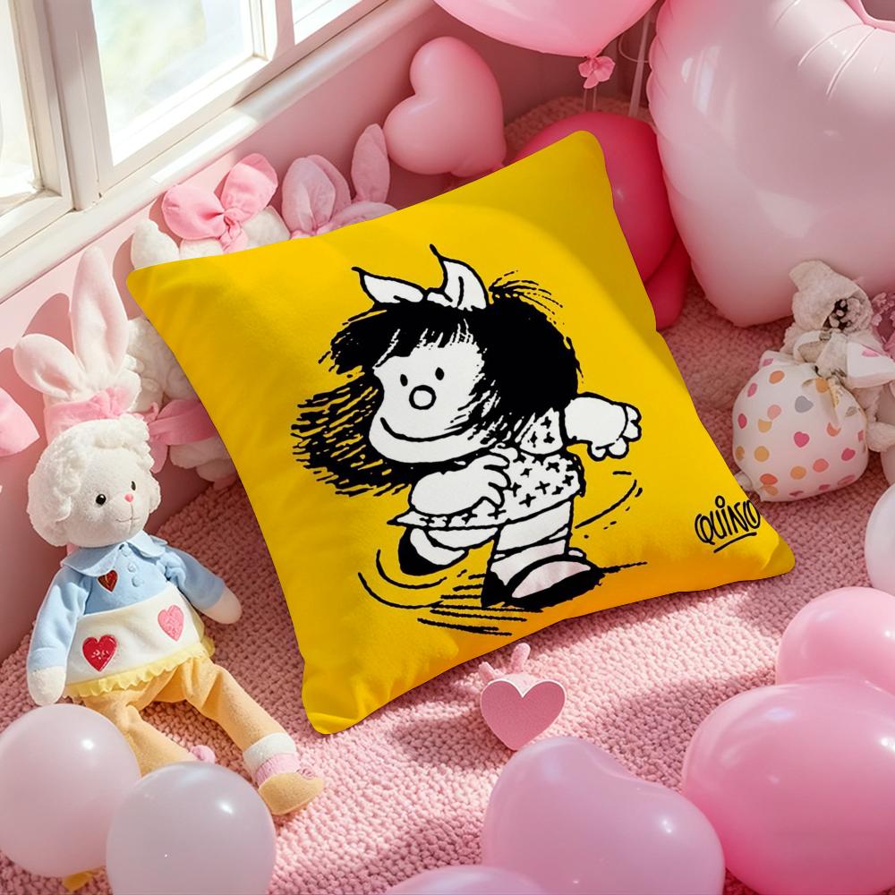 M-Mafalda Cartoon Cushion Cover Pattern Printed Pillowcase for Living Room Sofa Cushion Cover & Bedroom Decor