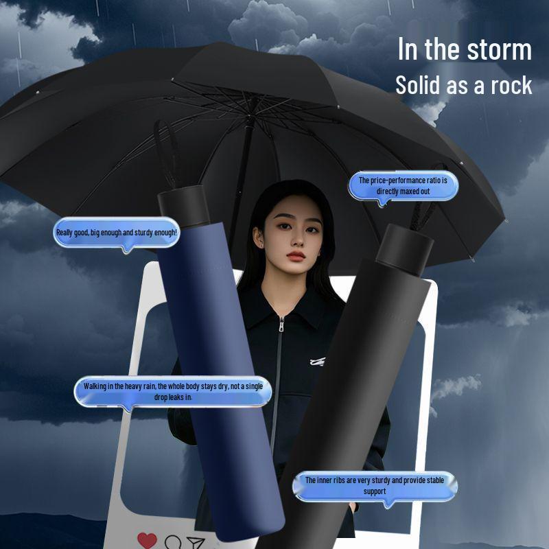 12-Rib Manual Reverse Folding Umbrella: Sturdy, Windproof, Black Glue Sunscreen, Car Use Umbrella for Men 130