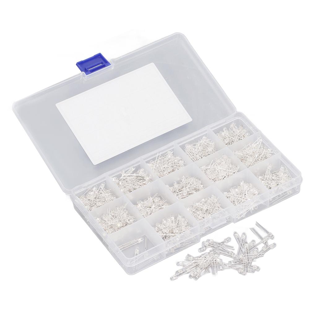 750 Peças Diodo Emissor de Luz LED Transparente 3mm Vermelho Amarelo Azul Verde Branco Diodos Emissores de Luz LED com Caixa de Armazenamento