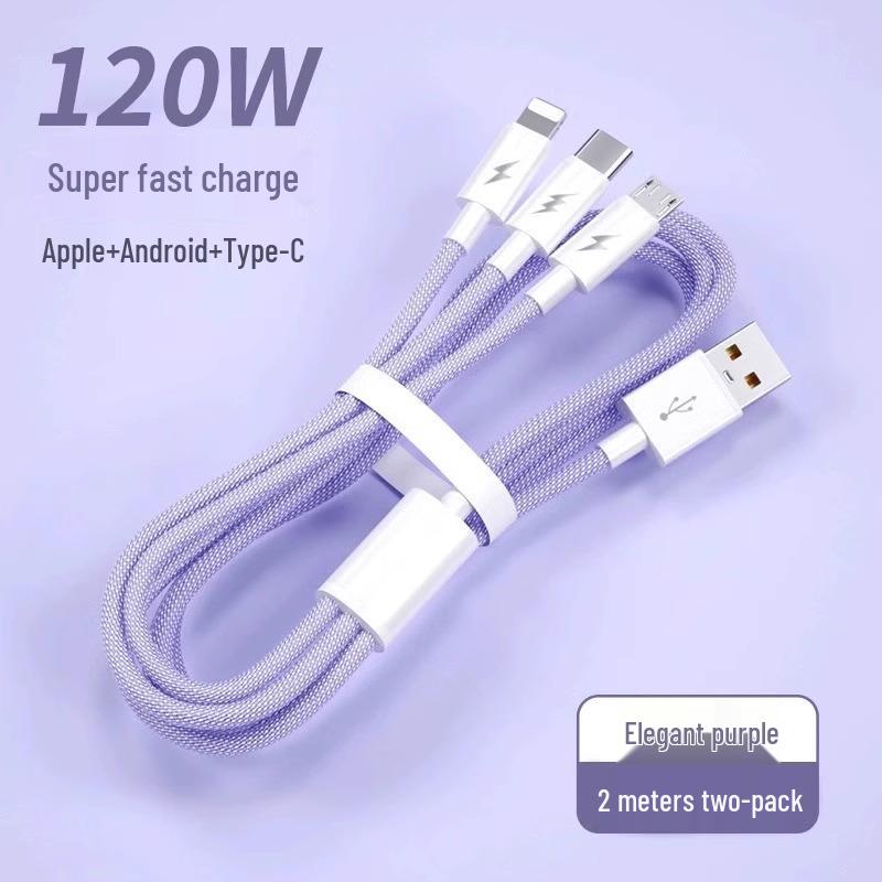 Xueen 120W Fast Three-in-One Multi-Head Charging Cable, 66W Car Compatible, for Apple Devices.