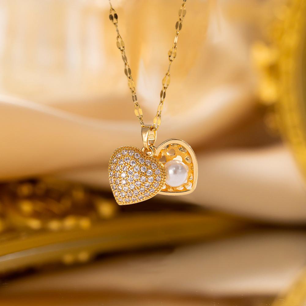 Elegant Luxury Full Zircon Copper Micro Inlaid Necklace Women Simple Exquisite Collarbone Chain Necklace