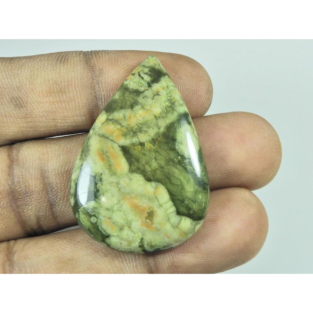 27X39X05MM Natural Rhyolite Jasper Pear Shape Cabochon Loose Gemstone 44Cts. G-374