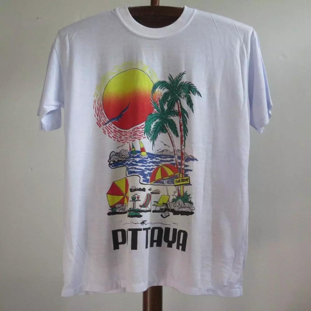 Винтажная футболка Pattaya Beach - Туристическая футболка Футболка для выживания Редкая пляжная тайская унисекс футболка S