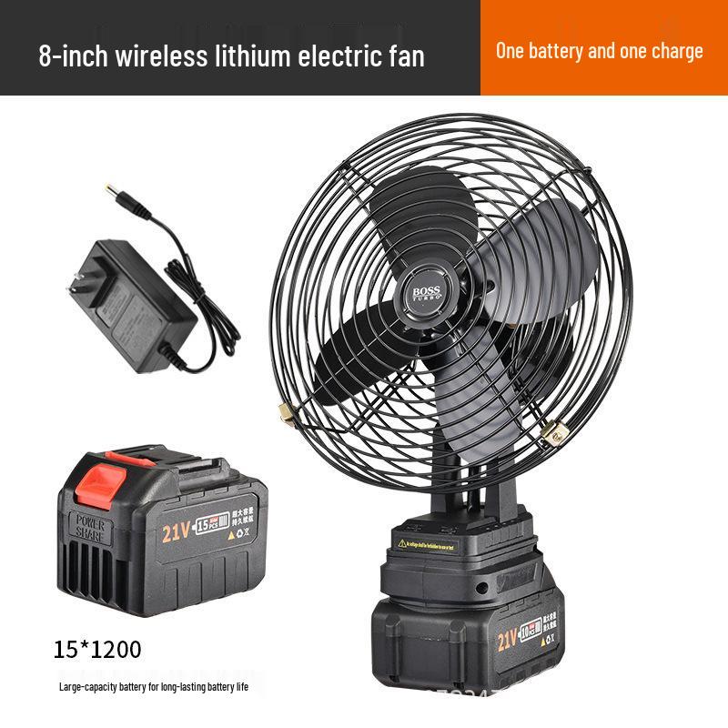 8-inch Rechargeable Desk Fan: Wireless, Lithium Battery, Ideal for Office or Dorm.