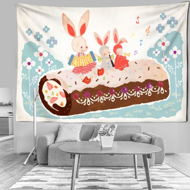 

Мультяшный детский гобелен, художественный домашний слон, пейзаж, иллюстрация, подвесной настенный гриб, единорог, животные, кавайный декор комнаты 95x70cm