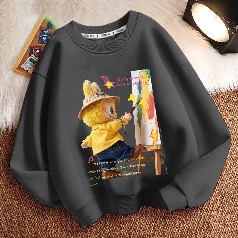 Children's Loose Round-neck Sweatshirt for Spring, Autumn and Winter, Cute Long-sleeved Loose Round-neck Coat for Boys and Girls