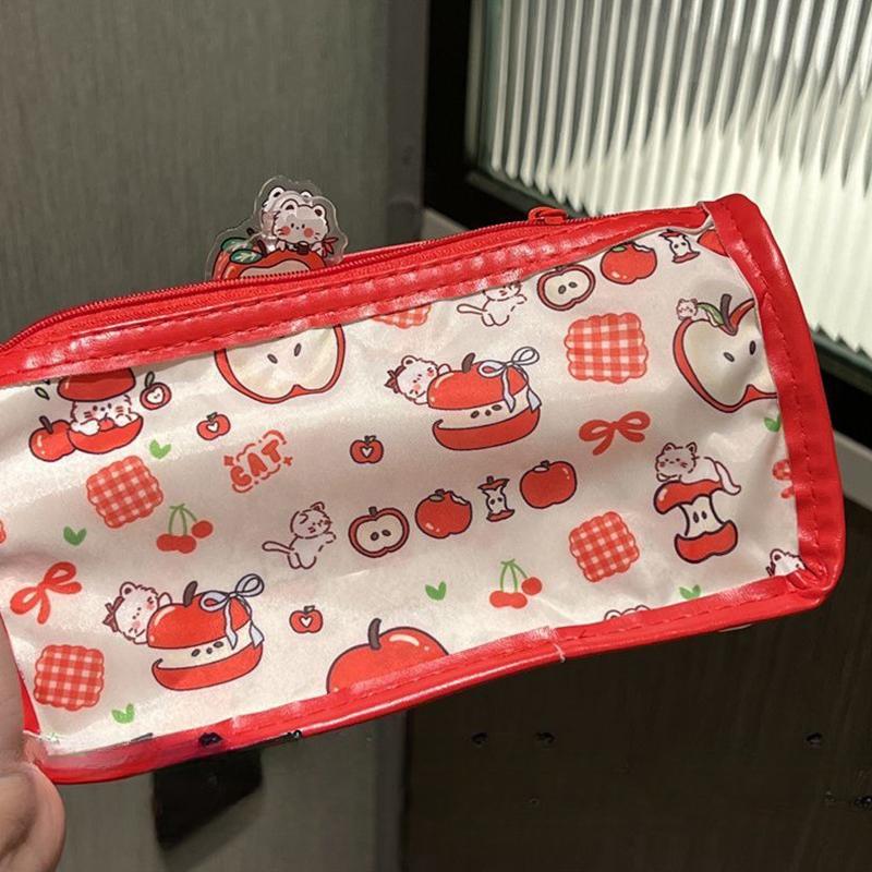 Cartoon Translucent Pencil Case Multi-Layer Vertical Large-Capacity Stationery Storage Bag School Supply Cosmetic Bag