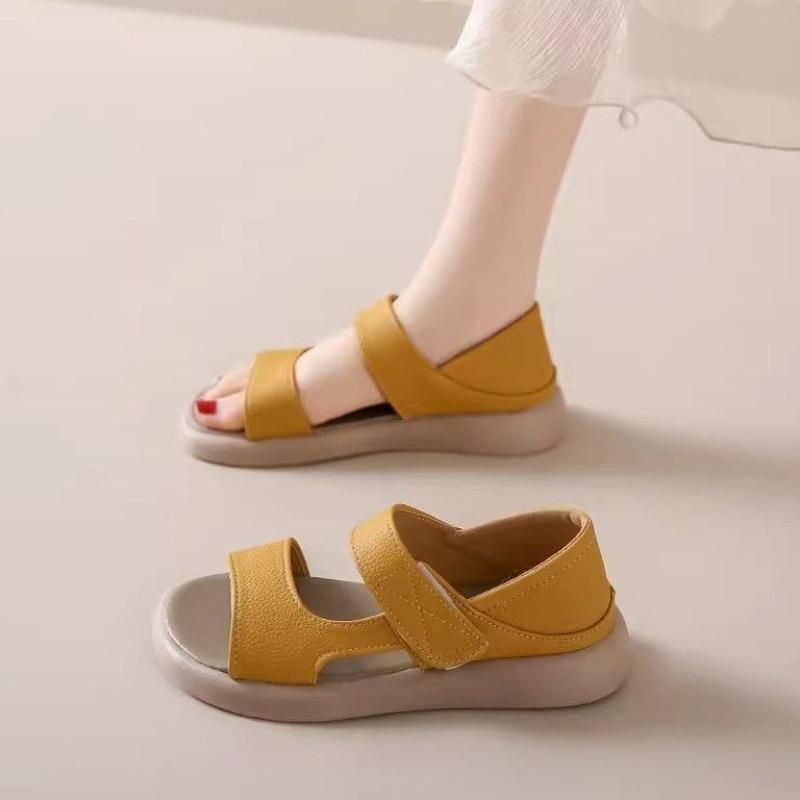 

Fashion Fashion Versatile Woman Shoes 2025summer New Round Toe Flat Shoe Simple Thick Soled Womens Sandals Anti Slip Women Roman Sandals 35
