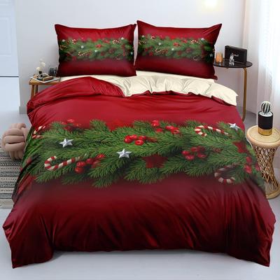 Christmas Pine Branch Decorative Duvet Cover Set Bedding Set 3-piece Duvet Cover Set
