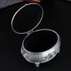 Oval Jewelry Organizer Box Emboss Alloy Trinket Jewelry Box  For Rings Necklaces Earrings