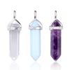 Bohemian Style Agate Crystal Quartz Hexagonal Bullet Pendant Necklace