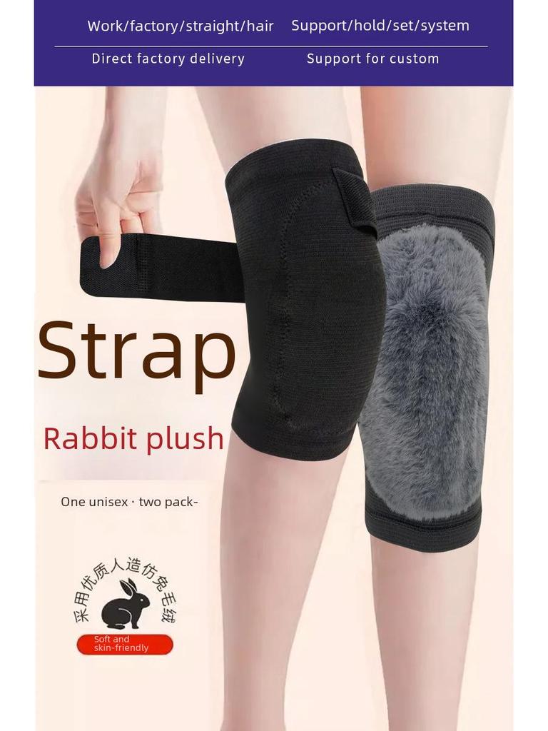 Zesílené teplé pletené chrániče kolen z umělé králičí kožešiny pro studené nohy - Podzim/Zima Nové