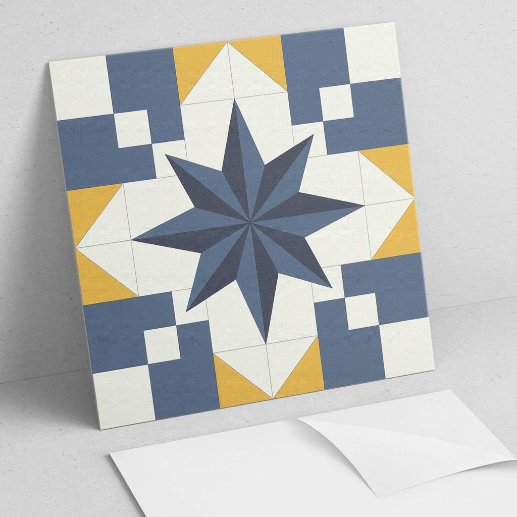 Komplet Kafelków Winylowych Z Nadrukiem Geometryczny Wzór Gwiazdy 20X20X20 Cm