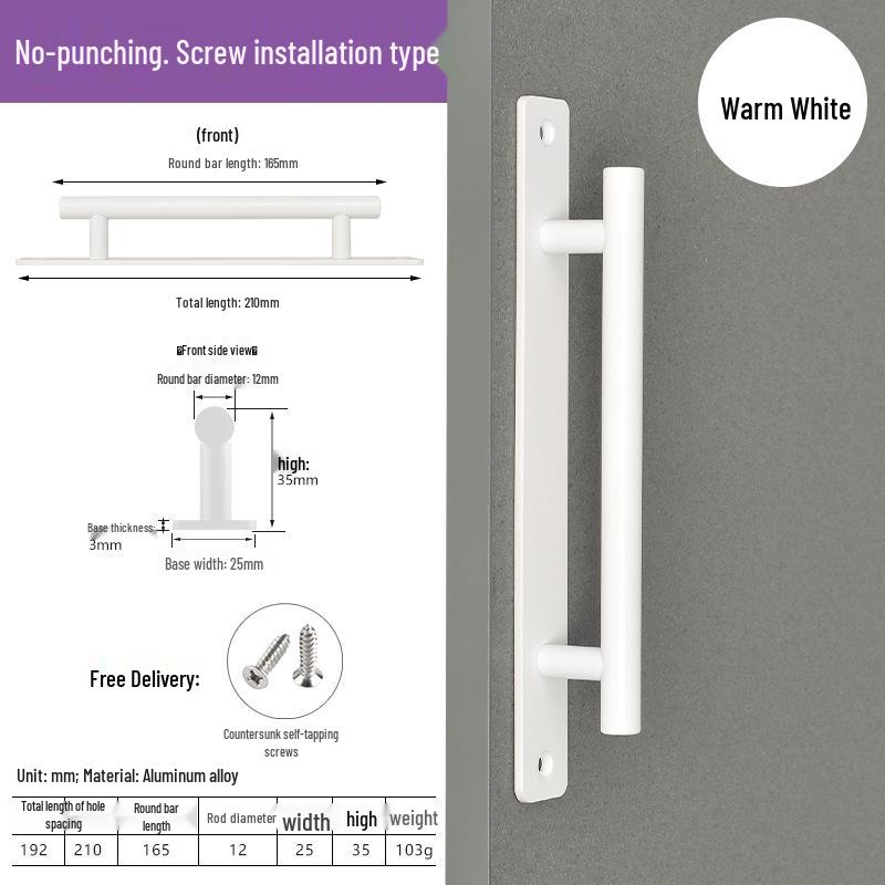 White Self-Adhesive Push-Pull Handle for Glass Sliding Doors and Drawers