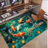 Koi Fish Theme Soft Crystal Velvet Rug Custom Name & Text Print Non Slip Floor Rug for Bedroom Living Room