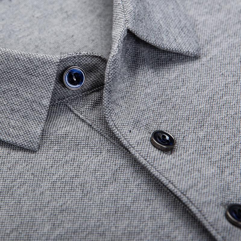 Hengyuanxiang Men's Business Casual Long Sleeve Polo Shirt