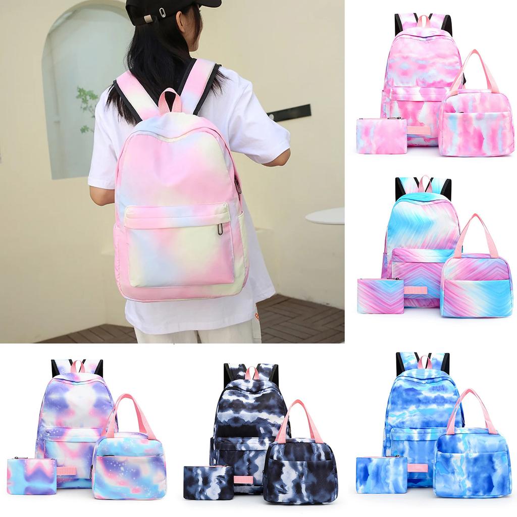 Zaino con cravatta Zaino per studenti Borsa per laptop Borsa per libri Set da 3 pezzi Lunch box termico