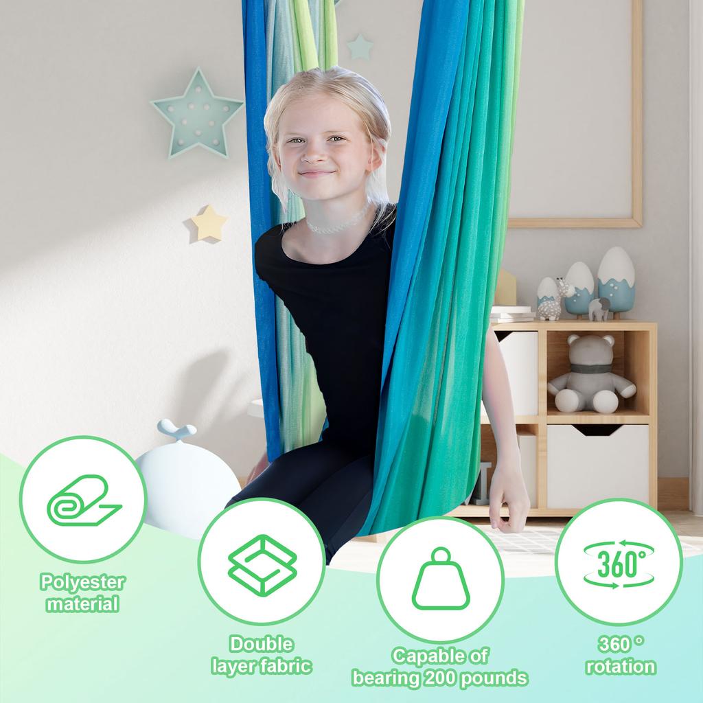 Kids Sensory Swings Double Layer Comfortable Cuddle Swing with 360° Swivel Hanger Holds up to 200 lbs for Adults Indoor Outdoor