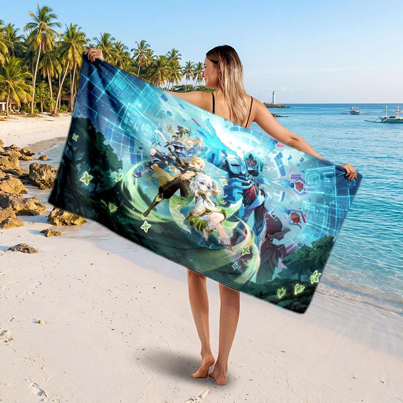 Large Beach TowelGenshin Impact Soft Absorbent Towel Beach Bath Home Use