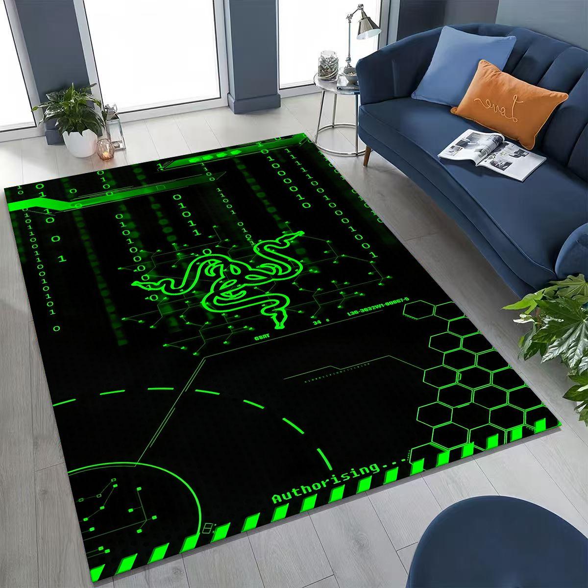 

Модний килим з логотипом Razer у стилі мото-арт для спальні, вітальні, дивана, домашній килимок для дверей, декор, великий дитячий нековзкий килимок для підлоги 70x100cm( 27x39in )