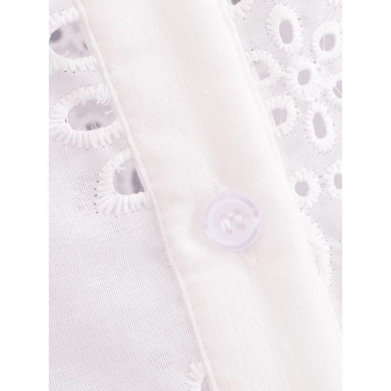Kaslead New Arrival Women's Clothing Fashion Style Fashion All-Match Minimalist Embroidery Short Puff Sleeve Shirt