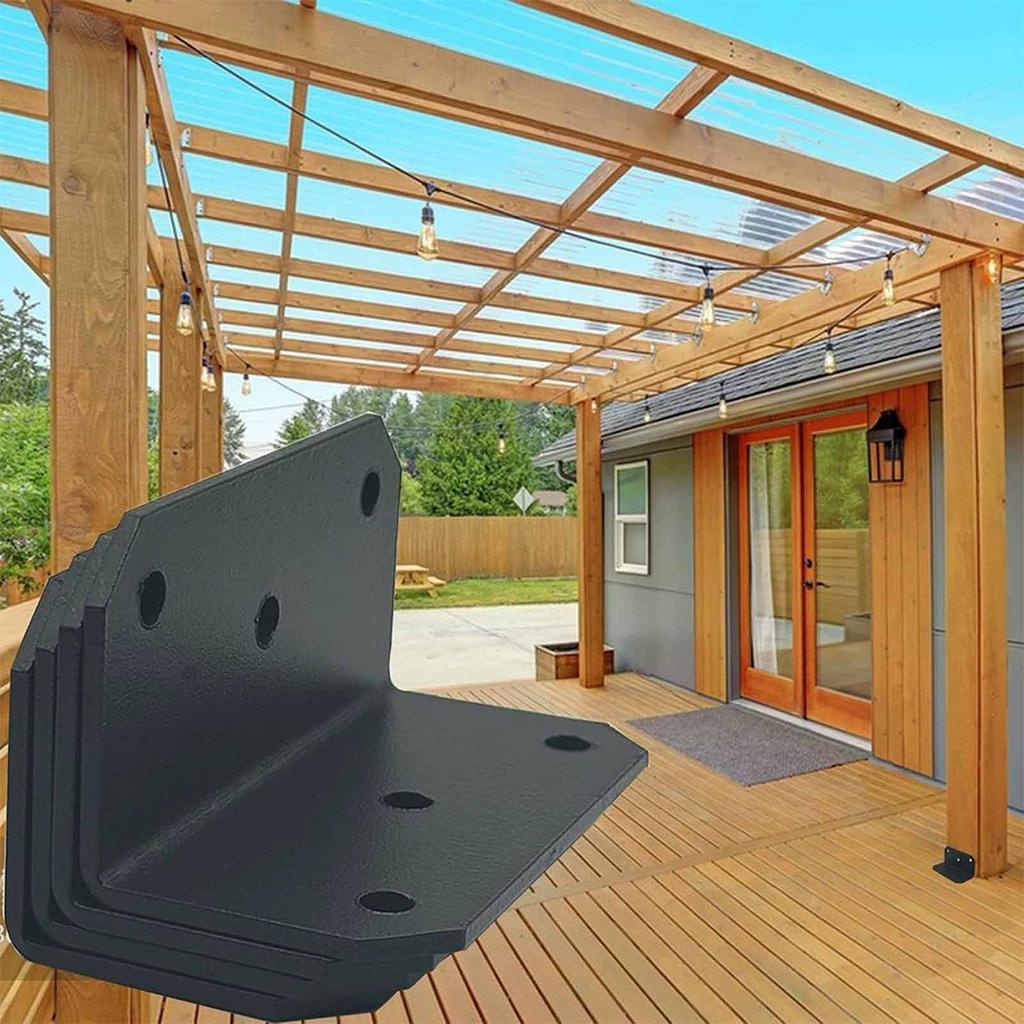 Galvanized L-Shaped Roof Canopy Corner – 2/4pcs Outdoor Wooden Support Connectors, -Resistant DIY Hardware