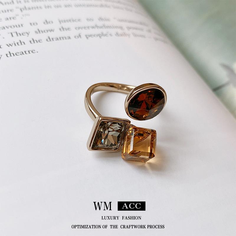 

Открытое кольцо с квадратным цирконом из настоящего золота с гальваническим покрытием, высококачественное и уникальное стильное кольцо 1#