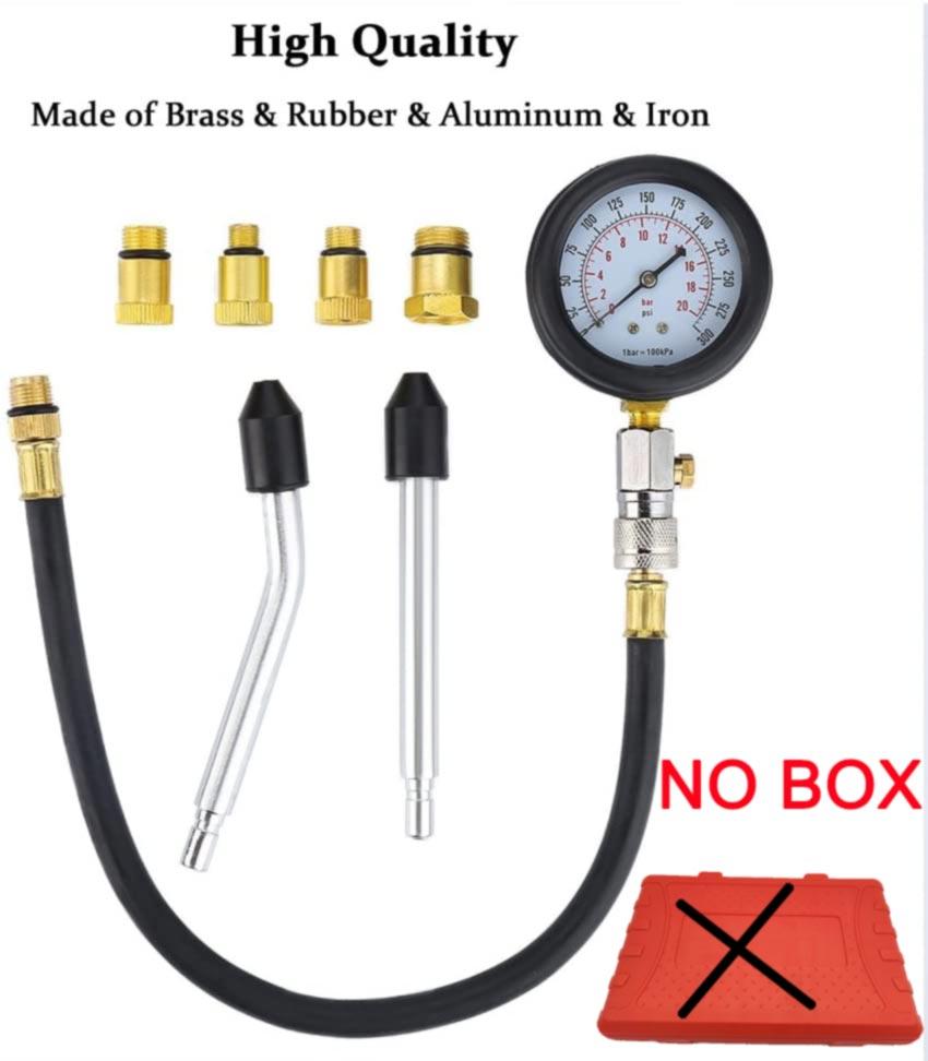 Zylinderkompressions-Testkit für Gasmotoren, Automobilwerkzeuge und Messgeräte, 8-teiliges Testkit für die Kompression von Motorzylindern