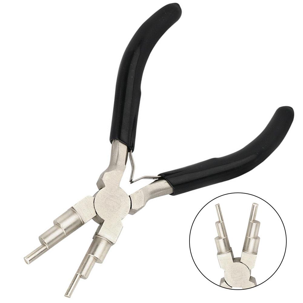 Jewelry Pliers Heavy Duty Metal Multi-functional Replacement Round Nose 6 In 1 Black C-rings Equipment Rubber Grips