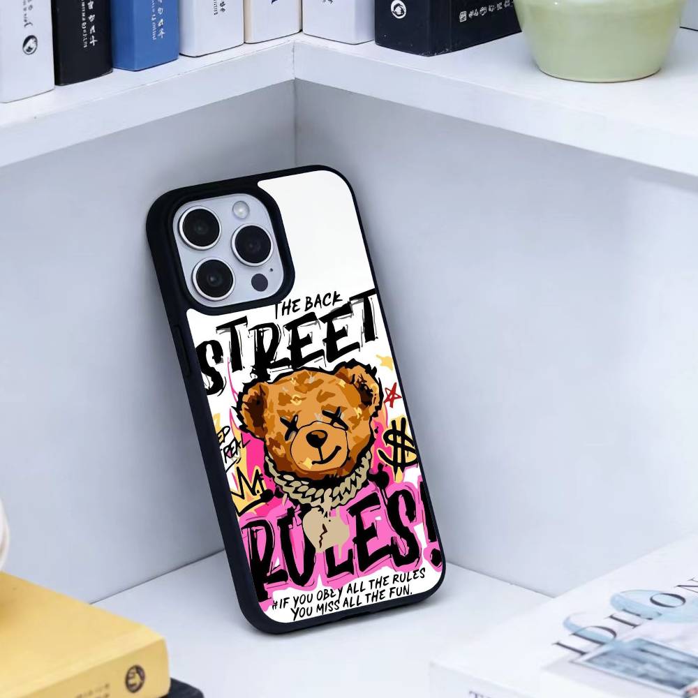 HOT Colorful Graffiti Bear Phone Case For iPhone 14,16,15,13,17,12,Plus,Pro,Max Magnetic For Magsafe Frosted Cover