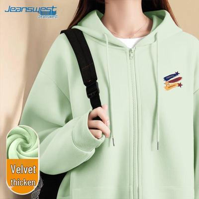 JEANSWEST Retro Star Graffiti Fleecegefüttertes Kapuzensweatshirt