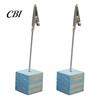 Thick And Thin Paper Clip 2 Pcs Wooden Cube Base Memo Holder with Clips, Mini Table Photo Postcard Number Stands for Name Cards, Photos, Memos,