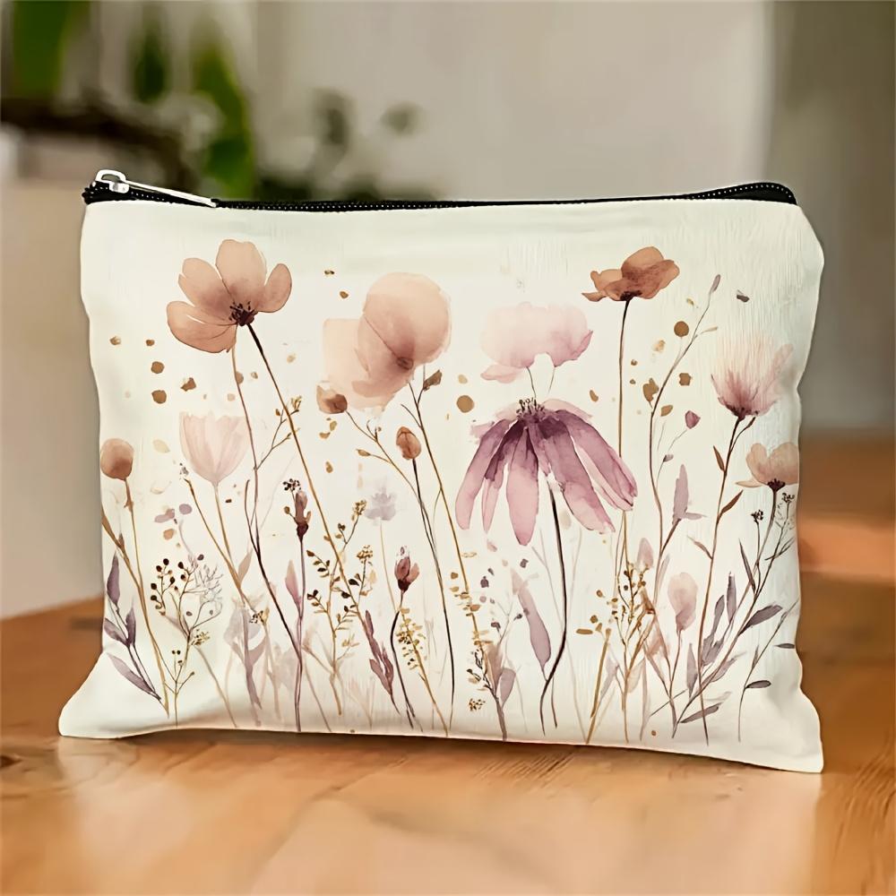 

A Floral Printed Makeup Bag- Multifunctional Zipper Pouch, Jewelry Storage Bag, Perfect Travel Zipper Small Storage Bag.