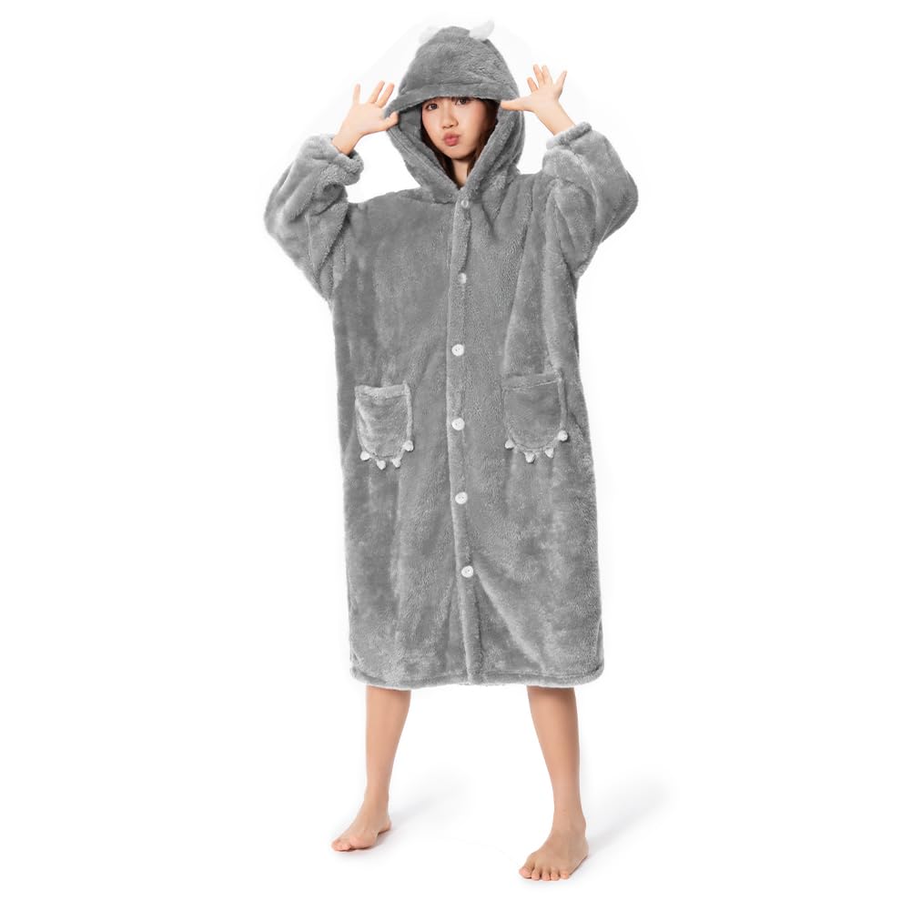 

Пижама кигуруми динозавра OLAOLA для свободного кроя Идеально подходит для и Зима Зима, Милый, Взрослый, С капюшоном, Пушистый, Стильный, Стираемый, Теплый, Толстый, По фигуре, Милый, серый