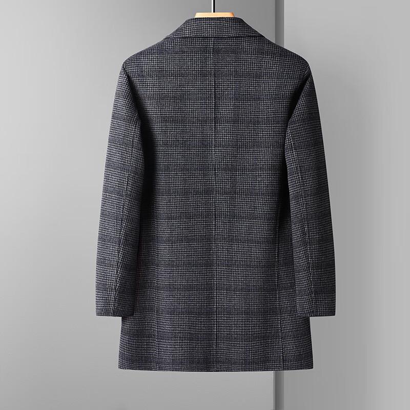 Yalu Men's Plaid Double-Faced Wool Blend Overcoat