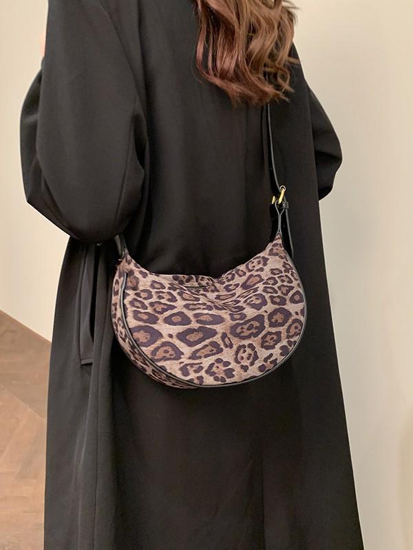 Retro Leopard Print Crossbody Bag: Autumn/Winter Fashion Versatile One-Shoulder Women's Dumpling Bag