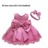 Children's Lace Color Block Birthday Bow Dress