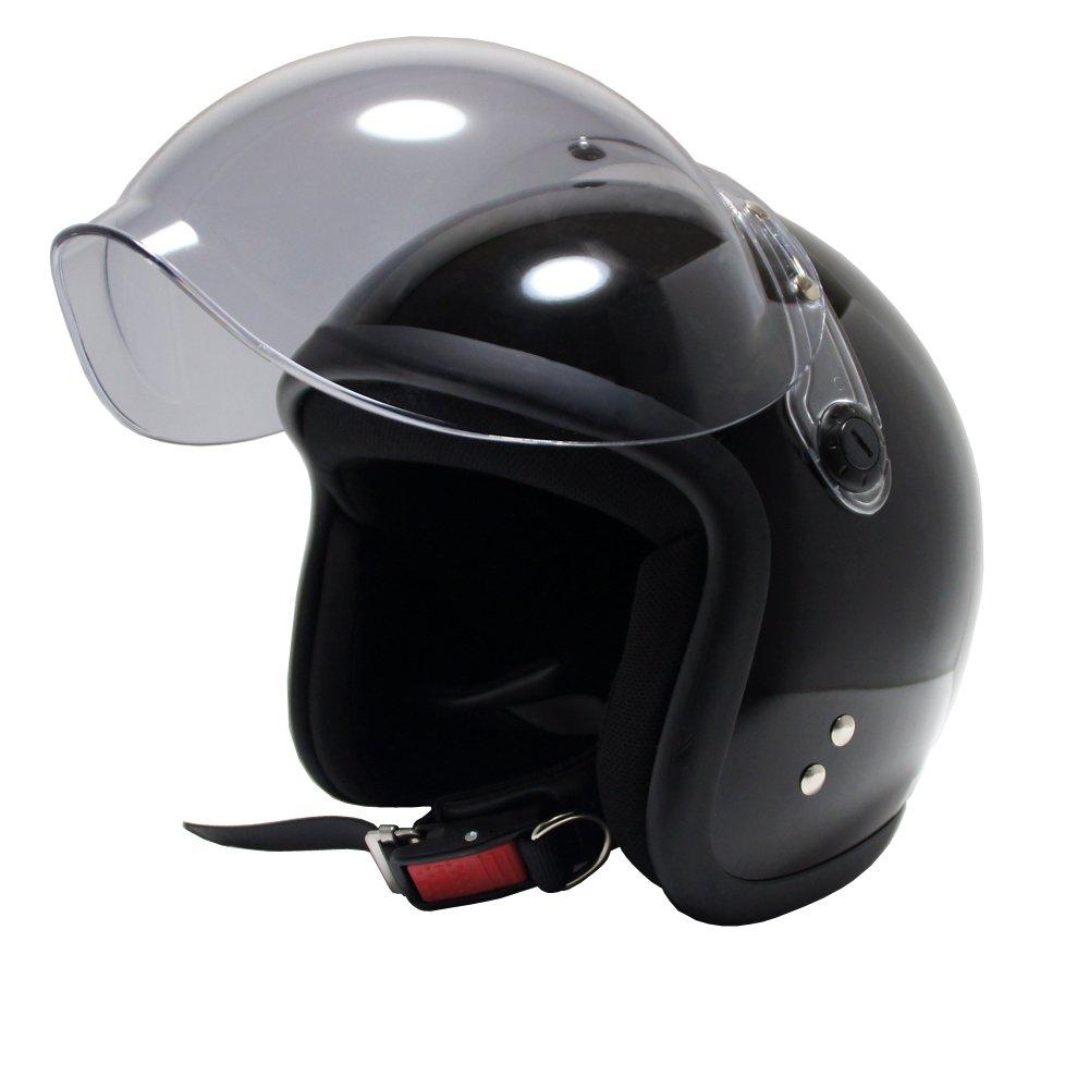 Motorcycle Jet Helmet with Bubble Shield as Standard SG Mark Free [B&B] Equipment, Compliant, Black, Size, BB-004