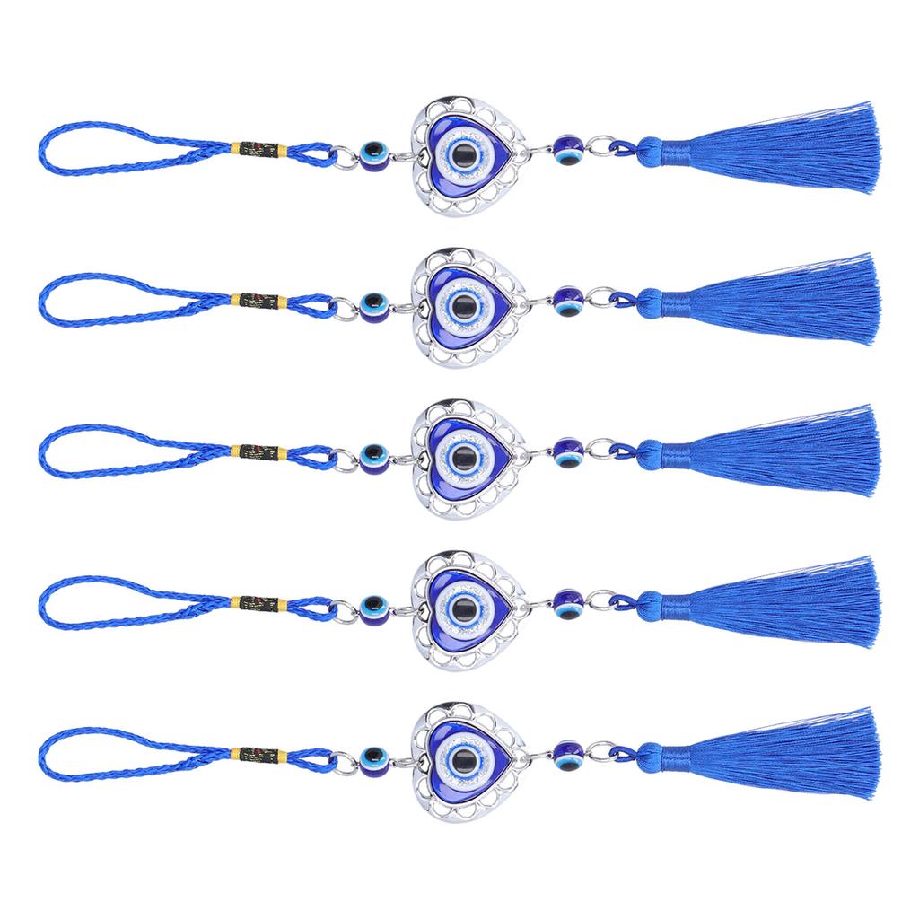 5Pcs Evil Eye Pendant Coloured Glaze Blue Tassel Exquisite Design Good Luck Evil Eye Decor for Room