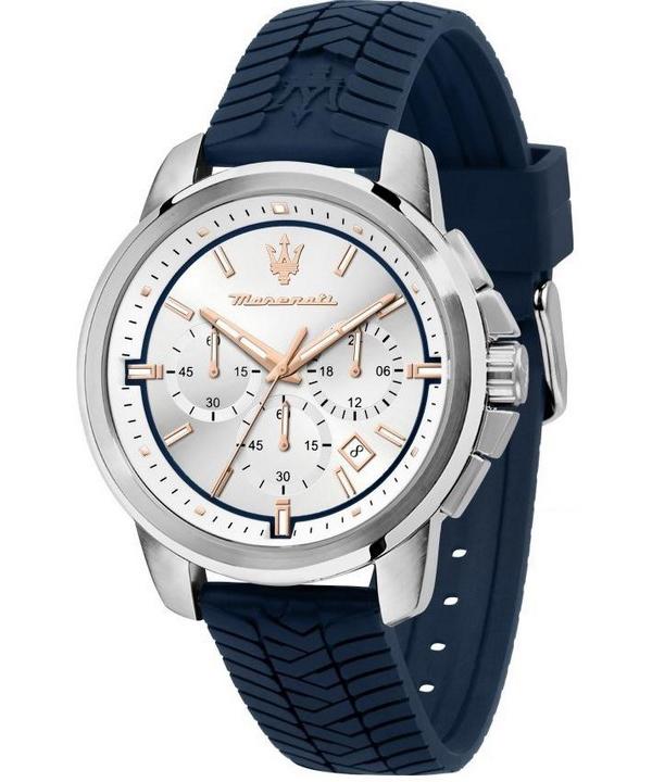 

Maserati Successo Chronograph Silicone Strap Silver Dial Quartz R8871621013 Men s Watch срібний