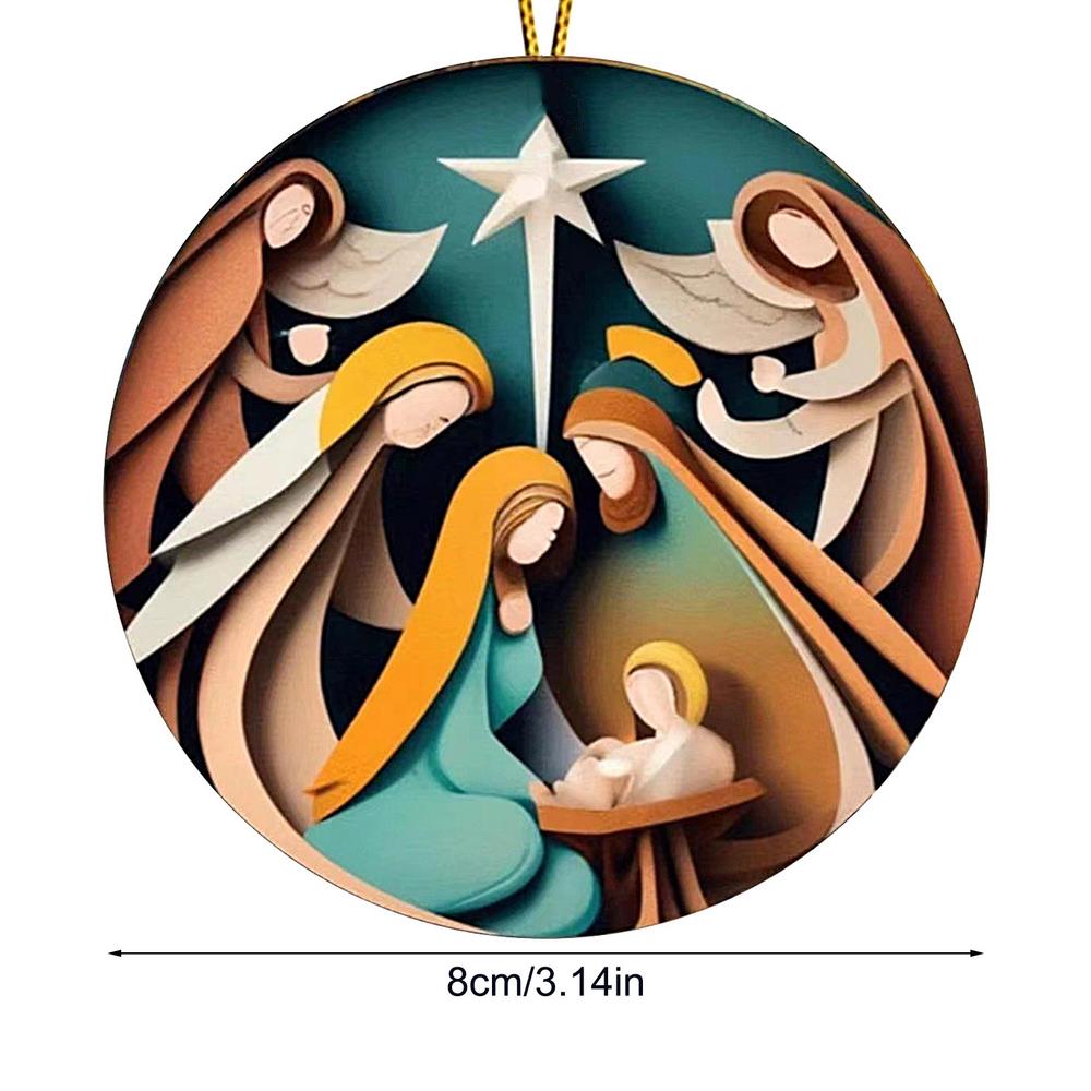 2D Acrylic Jesus Nativity Scene Pendant Christian Tree Ornament The Birth Of Jesus Pendant Home Navidad Decor New Year Xmas Gift