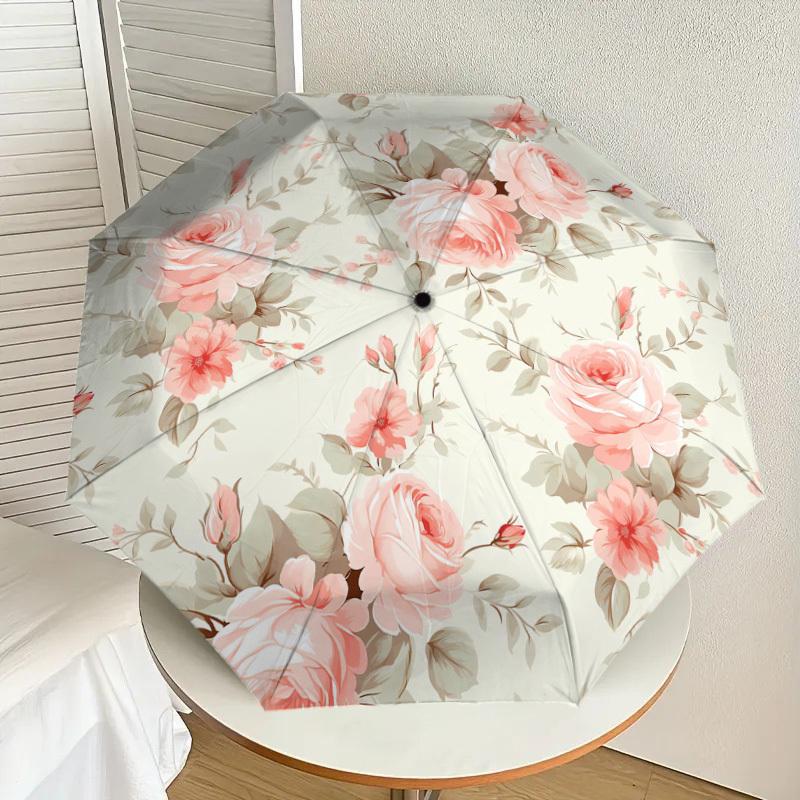 1pc Floral Pattern Pattern Umbrella  Automatic Opening and Closing Umbrella, High Quality Umbrella, Ideal Gift for Her 366